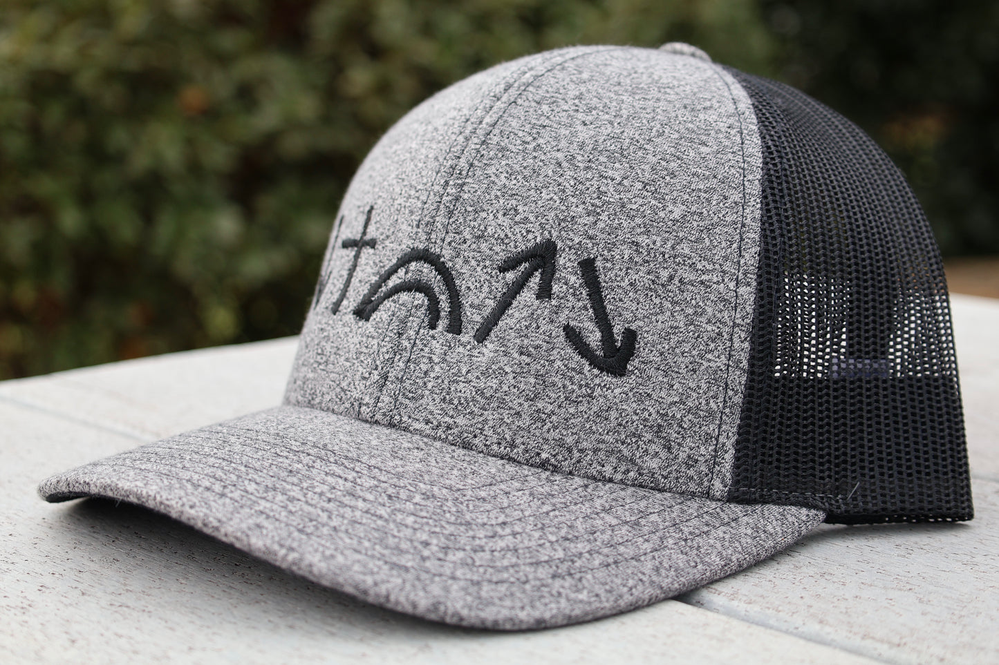 Heather Grey and Black Hat
